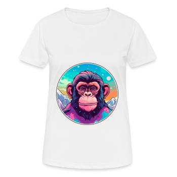 Chimpanzé aquarelle dessin animé kawaii animal de compagnie Co - T-shirt respirant Femme - blanc - Devant - AI Model Female 172 dark (172cm)