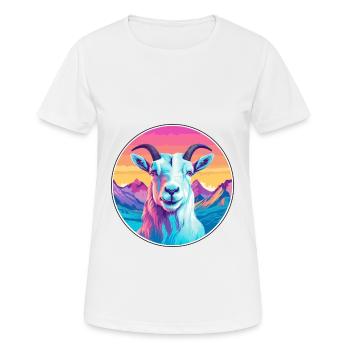 Goat Watercolor Cartoon Kawaii Pet Animal Colorful - Women's Breathable T-Shirt - white - Front - AI Model Female 172 dark (172cm)