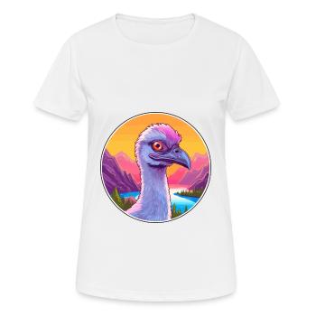 Emu Watercolor Cartoon Kawaii Pet Animal Colorful - Women's Breathable T-Shirt - white - Front - AI Model Female 172 dark (172cm)