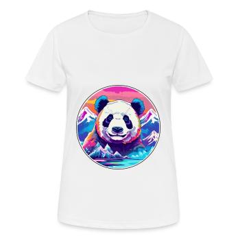 Panda Aquarell Karikatur Kawaii Haustier Tier Farbefu - Frauen T-Shirt atmungsaktiv - Weiß - Vorne - AI Model Female 172 dark (172cm)