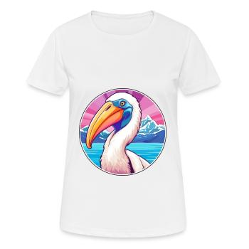 Pélican Aquarelle Dessin Animé Kawaii Animal De Compagnie Animal Couleur - T-shirt respirant Femme - blanc - Devant - AI Model Female 172 dark (172cm)