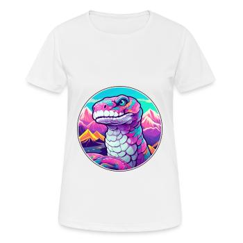 Schlange Aquarell Karikatur Kawaii Haustier Tier Farbefu - Frauen T-Shirt atmungsaktiv - Weiß - Vorne - AI Model Female 172 dark (172cm)