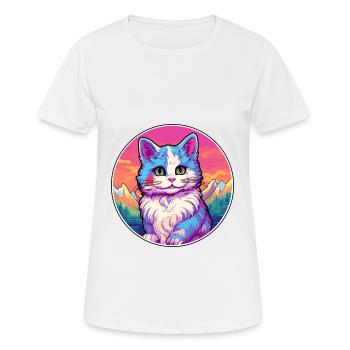 Bambino Katze Bunte Karikatur Aquarell Illustrati - Frauen T-Shirt atmungsaktiv - Weiß - Vorne - AI Model Female 172 dark (172cm)