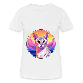 Arabian Egyptian Mau Cat Colorful Cartoon Watercol - Women's Breathable T-Shirt - white - Front - AI Model Female 172 dark (172cm)