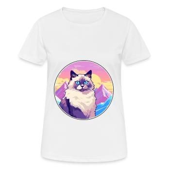 Birma Heilige Katze Bunte Karikatur Aquarell Illu - Frauen T-Shirt atmungsaktiv - Weiß - Vorne - AI Model Female 172 dark (172cm)