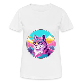 Katze Aquarell Karikatur Kawaii Haustier Tier Bunt - Frauen T-Shirt atmungsaktiv - Weiß - Vorne - AI Model Female 172 dark (172cm)