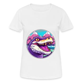 Crocodile aquarelle dessin animé kawaii animal de compagnie Col - T-shirt respirant Femme - blanc - Devant - AI Model Female 172 dark (172cm)