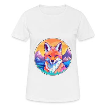 Fox Watercolor Cartoon Kawaii Pet Animal Colorful - Women's Breathable T-Shirt - white - Front - AI Model Female 172 dark (172cm)