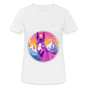 Esel Aquarell Karikatur Kawaii Haustier Tier Farbe - Frauen T-Shirt atmungsaktiv - Weiß - Vorne - AI Model Female 172 dark (172cm)
