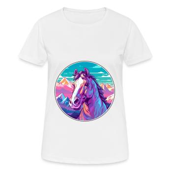 Pferd Aquarell Karikatur Kawaii Haustier Tier Farbefu - Frauen T-Shirt atmungsaktiv - Weiß - Vorne - AI Model Female 172 dark (172cm)