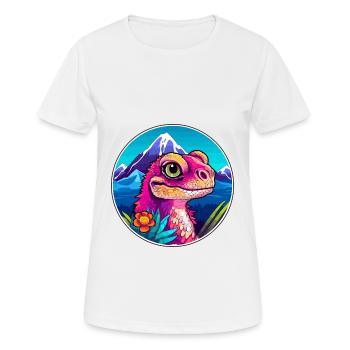 Eidechse Aquarell Karikatur Kawaii Haustier Tier Farbe - Frauen T-Shirt atmungsaktiv - Weiß - Vorne - AI Model Female 172 dark (172cm)