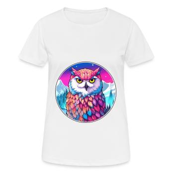 Owl Watercolor Cartoon Kawaii Pet Animal Colorful - Women's Breathable T-Shirt - white - Front - AI Model Female 172 dark (172cm)