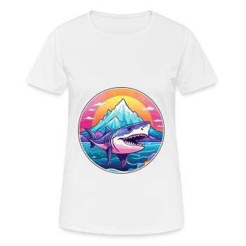 Shark Watercolor Cartoon Kawaii Pet Animal Colorfu - Women's Breathable T-Shirt - white - Front - AI Model Female 172 dark (172cm)