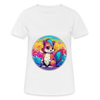 Squirrel Watercolor Cartoon Kawaii Pet Animal Colo - Women's Breathable T-Shirt - white - Front - AI Model Female 172 dark (172cm)