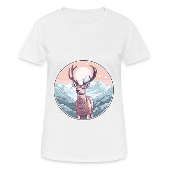 Hirsch Aquarell Karikatur Kawaii Haustier Tier Bunt - Frauen T-Shirt atmungsaktiv - Weiß - Vorne - AI Model Female 172 dark (172cm)