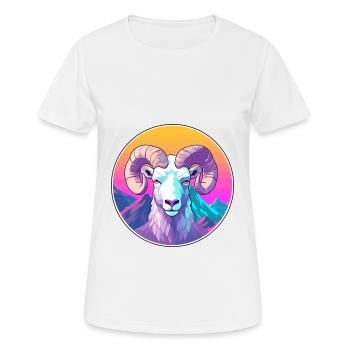 Ram Watercolor Cartoon Kawaii Pet Animal Colorful - Women's Breathable T-Shirt - white - Front - AI Model Female 172 dark (172cm)