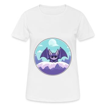 Bat Watercolor Cartoon Kawaii Pet Animal Colorful - Women's Breathable T-Shirt - white - Front - AI Model Female 172 dark (172cm)