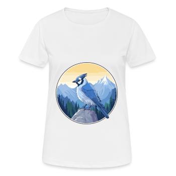 Blue Jay Watercolor Cartoon Kawaii Pet Animal Colo - Women's Breathable T-Shirt - white - Front - AI Model Female 172 dark (172cm)