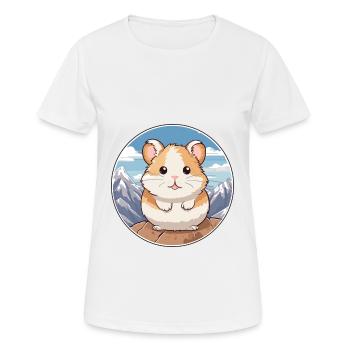 Hamster Watercolor Cartoon Kawaii Pet Animal Color - Women's Breathable T-Shirt - white - Front - AI Model Female 172 dark (172cm)
