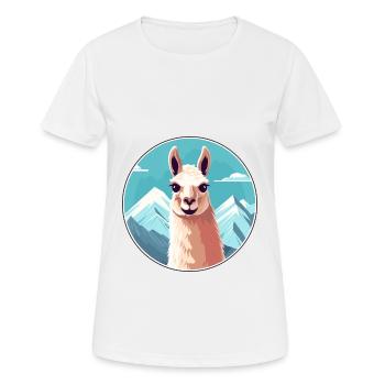 Lama Aquarell Karikatur Kawaii Haustier Tier Farbefu - Frauen T-Shirt atmungsaktiv - Weiß - Vorne - AI Model Female 172 dark (172cm)