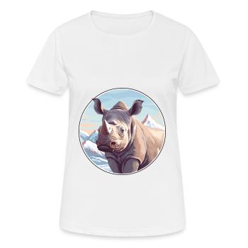 Rhino Watercolor Cartoon Kawaii Pet Animal Colorfu - Women's Breathable T-Shirt - white - Front - AI Model Female 172 dark (172cm)