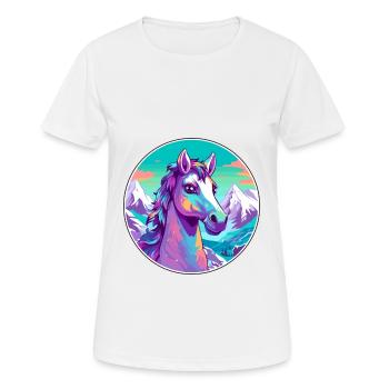 Poney Aquarelle Dessin Animé Kawaii Animal De Compagnie Coloré - T-shirt respirant Femme - blanc - Devant - AI Model Female 172 dark (172cm)
