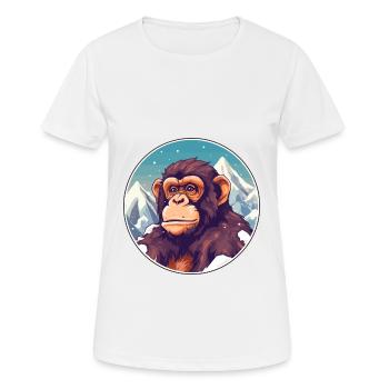 Chimpanzé aquarelle dessin animé kawaii animal de compagnie Co - T-shirt respirant Femme - blanc - Devant - AI Model Female 172 dark (172cm)