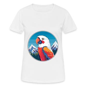 Papagei Aquarell Karikatur Kawaii Haustier Tier Farbe - Frauen T-Shirt atmungsaktiv - Weiß - Vorne - AI Model Female 172 dark (172cm)