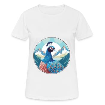 Pfau Aquarell Karikatur Kawaii Haustier Tier Farbe - Frauen T-Shirt atmungsaktiv - Weiß - Vorne - AI Model Female 172 dark (172cm)