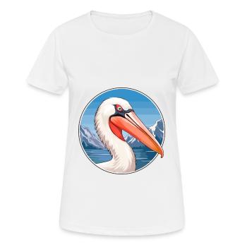 Pélican Aquarelle Dessin Animé Kawaii Animal De Compagnie Animal Couleur - T-shirt respirant Femme - blanc - Devant - AI Model Female 172 dark (172cm)