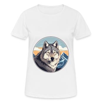 Wolf Watercolor Cartoon Kawaii Pet Animal Colorful - Women's Breathable T-Shirt - white - Front - AI Model Female 172 dark (172cm)
