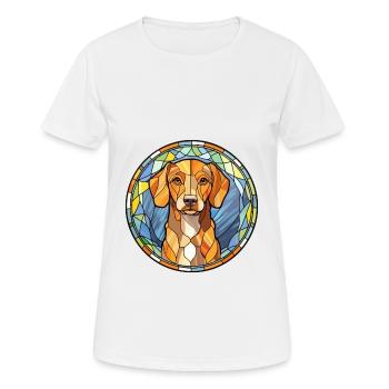 Ariegeois chien race vitrail coloré Waterco - T-shirt respirant Femme - blanc - Devant - AI Model Female 172 dark (172cm)