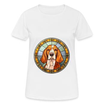 Artois Hound Dog Breed Stained Glass Colorful Wate - Women's Breathable T-Shirt - white - Front - AI Model Female 172 dark (172cm)