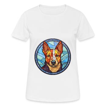 Bouvier australien chien race vitrail coloré - T-shirt respirant Femme - blanc - Devant - AI Model Female 172 dark (172cm)