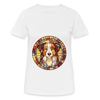 Australian Shepherd Hunderasse Buntglas Farbe - Frauen T-Shirt atmungsaktiv - Weiß - Vorne - AI Model Female 172 dark (172cm)
