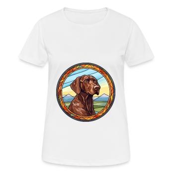 Auvergne Pointing Dog Breed Stained Glass Colorful - Women's Breathable T-Shirt - white - Front - AI Model Female 172 dark (172cm)