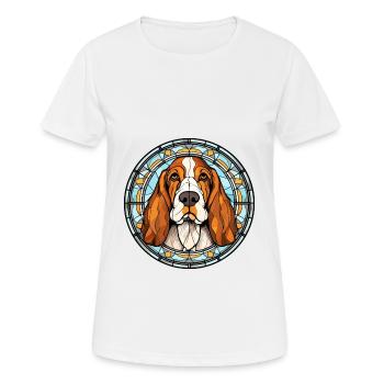 Basset Artesien Normand Dog Breed Stained Glass Co - Women's Breathable T-Shirt - white - Front - AI Model Female 172 dark (172cm)