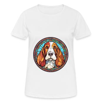 Basset Hund Hunderasse Buntes Glas Buntes Wate - Frauen T-Shirt atmungsaktiv - Weiß - Vorne - AI Model Female 172 dark (172cm)