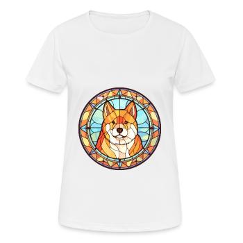 Akita Inu Hunderasse Buntes Glas Buntes Wasserco - Frauen T-Shirt atmungsaktiv - Weiß - Vorne - AI Model Female 172 dark (172cm)