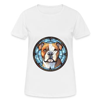Bouledogue américain chien race vitrail coloré - T-shirt respirant Femme - blanc - Devant - AI Model Female 172 dark (172cm)