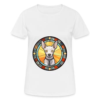 American Hairless Terrier chien race vitrail - T-shirt respirant Femme - blanc - Devant - AI Model Female 172 dark (172cm)