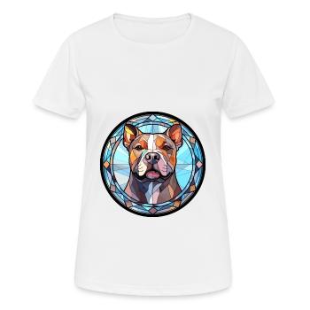 American Pitbull Terrier chien race vitrail C - T-shirt respirant Femme - blanc - Devant - AI Model Female 172 dark (172cm)
