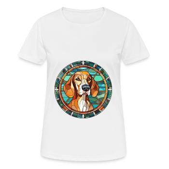 Chien de chasse andalou race chien vitrail coloré - T-shirt respirant Femme - blanc - Devant - AI Model Female 172 dark (172cm)