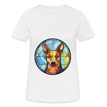 Australian Kelpie Dog Breed Stained Glass Colorful - Women's Breathable T-Shirt - white - Front - AI Model Female 172 dark (172cm)