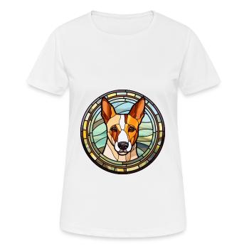 Basenji Dog Breed Stained Glass Colorful Watercolo - Women's Breathable T-Shirt - white - Front - AI Model Female 172 dark (172cm)