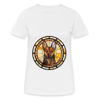 Belgische Hunderasse Groenendael Buntglas Colorf - Frauen T-Shirt atmungsaktiv - Weiß - Vorne - AI Model Female 172 dark (172cm)
