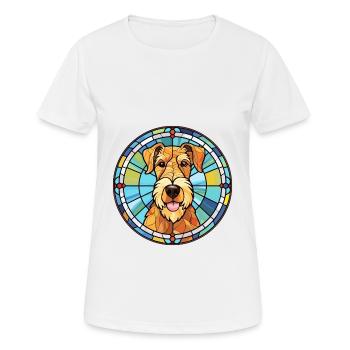 Airedale Terrier chien race vitrail coloré - T-shirt respirant Femme - blanc - Devant - AI Model Female 172 dark (172cm)
