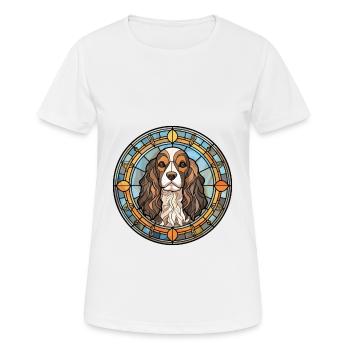 Épagneul alpin chien race vitrail coloré Wa - T-shirt respirant Femme - blanc - Devant - AI Model Female 172 dark (172cm)