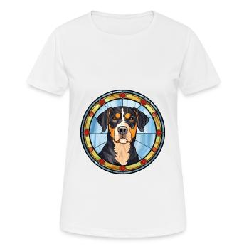 Appenzeller Sennenhund chien race vitrail Col - T-shirt respirant Femme - blanc - Devant - AI Model Female 172 dark (172cm)