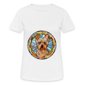Australian Silky Terrier Dog Breed Stained Glass C - Women's Breathable T-Shirt - white - Front - AI Model Female 172 dark (172cm)